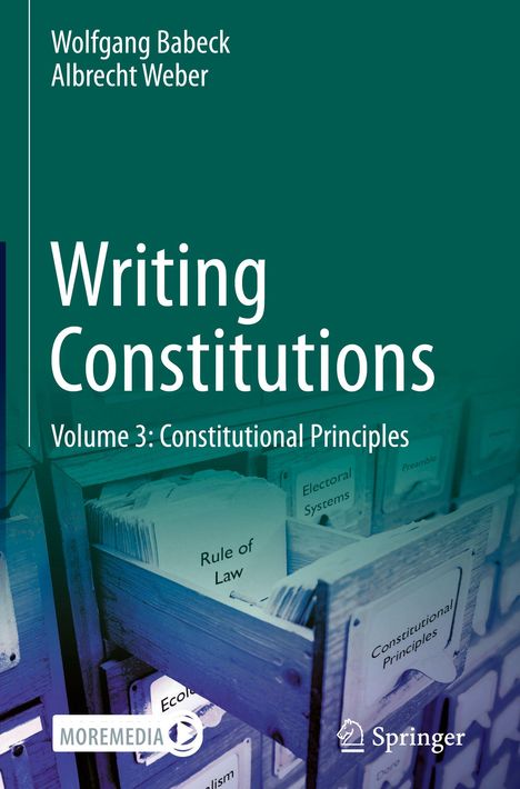 Text: “Writing Constitutions. Volume 3: Constitutional Principles.” Karteikarten: "Rule of Law".
