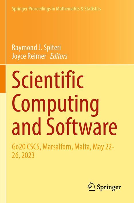Titel: Scientific Computing and Software. Konferenz: Go20 CSCS, Malta, Mai 2023. Oben ist ein gelbes und oranges Design.
