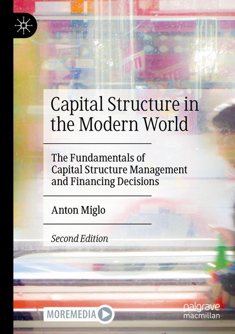 "Capital Structure in the Modern World" von Anton Miglo. Verschwommene bunte Schaufenster-Szene.