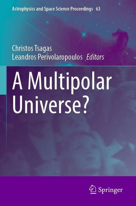 Titel: "A Multipolar Universe?". Autoren: Christos Tsagas, Leandros Perivolaropoulos. Purpur Hintergrund mit Sternen.