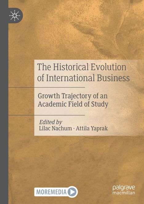 "The Historical Evolution of International Business" in großer Schrift auf einer sandfarbenen Struktur, Herausgeber Lilac Nachum, Attila Yaprak.