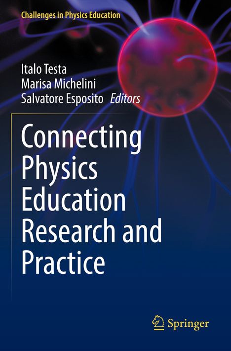 Titel: Connecting Physics Education Research and Practice. Hintergrund: Blau mit roter Kugel und Lichtstrahlen. Springer-Logo.