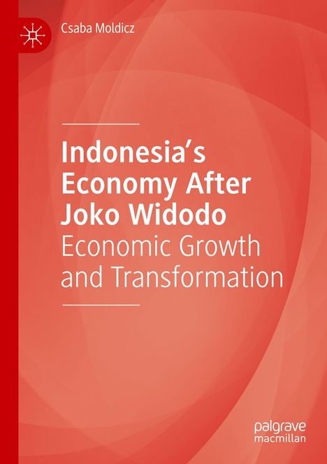"Indonesia's Economy After Joko Widodo: Economic Growth and Transformation." Rotes Design mit weißen Texten.
