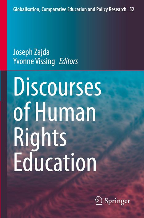 "Discourses of Human Rights Education" von Joseph Zajda und Yvonne Vissing, blauer Hintergrund, Springer-Logo.