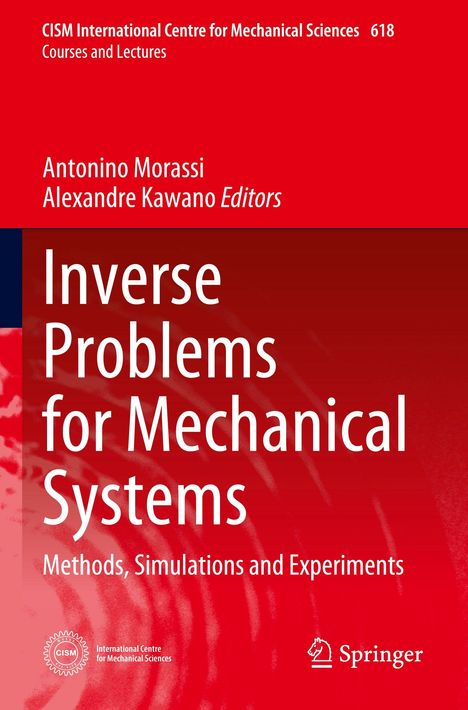 "Inverse Problems for Mechanical Systems" steht groß auf rotem Hintergrund, darunter "Methods, Simulations and Experiments".