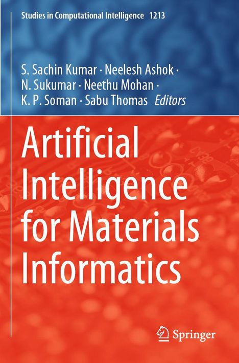 "Artificial Intelligence for Materials Informatics" steht prominent. Oben sind die Herausgeber aufgelistet. Springer-Logo unten.