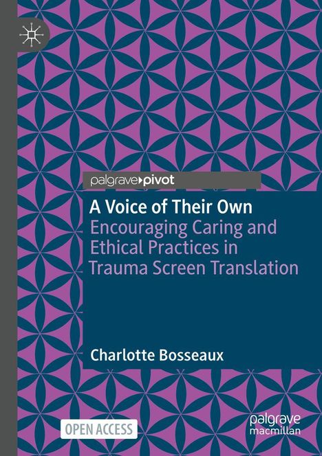 "A Voice of Their Own" von Charlotte Bosseau, violett-blaues geometrisches Muster, Palgrave Pivot Logo.