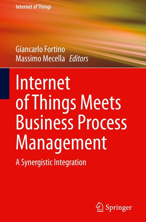 Buchtitel: "Internet of Things Meets Business Process Management". Dynamischer Farbverlauf in Orange- und Rottönen.