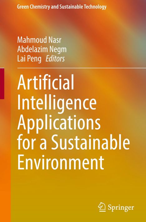 "Artificial Intelligence Applications for a Sustainable Environment" in Weiß auf orangenem Hintergrund, Springer-Logo unten.