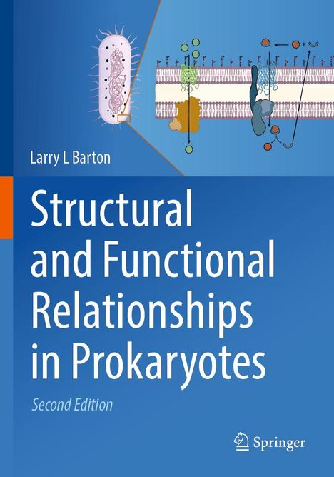 Titel: "Structural and Functional Relationships in Prokaryotes". Ein Buchcover mit Illustrationen von Zellstrukturen.