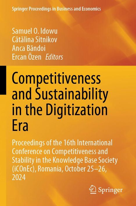 Proceedings zu einer Konferenz 2024 über Wettbewerbsfähigkeit und Nachhaltigkeit. Orange Hintergrund, Springer-Logo.