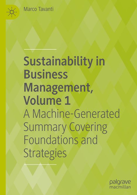 Marco Tavanti: Sustainability in Business Management, Volume 1, Buch