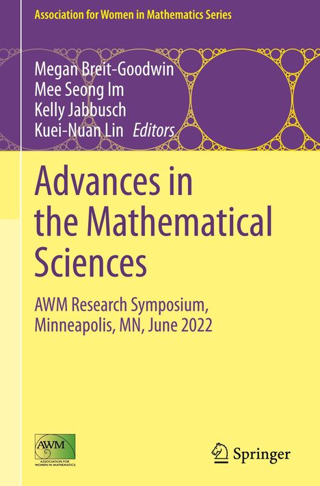 Oben: "Association for Women in Mathematics Series". Mittig: Namen der Herausgeber, Titel "Advances in the Mathematical Sciences". Unten: Konferenzdetails, AWM-Logo, Springer-Logo.