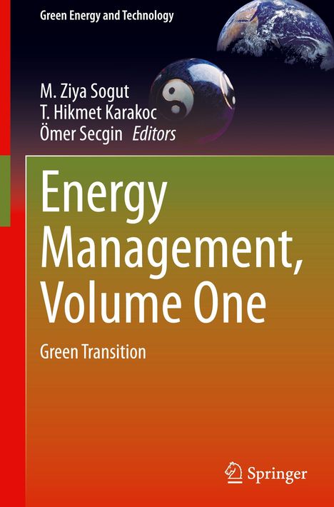 Titel: Energy Management, Volume One. Untertitel: Green Transition. Oben Bilder von Erde und Yin-Yang-Kugel.