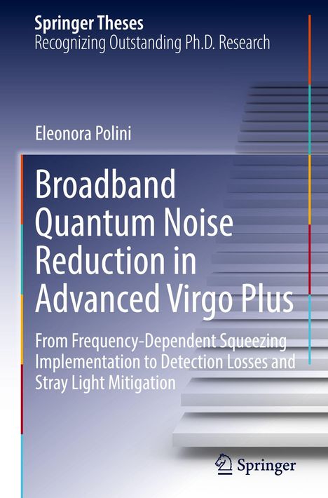 „Springer Theses Recognizing Outstanding Ph.D. Research. Eleonora Polini. Broadband Quantum Noise Reduction in Advanced Virgo Plus.“ Enthält das Springer-Logo.