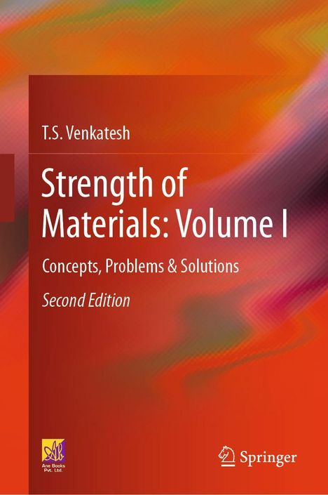 Text: "T.S. Venkatesh, Strength of Materials: Volume I, Concepts, Problems & Solutions, Second Edition." Hintergrund in orange.