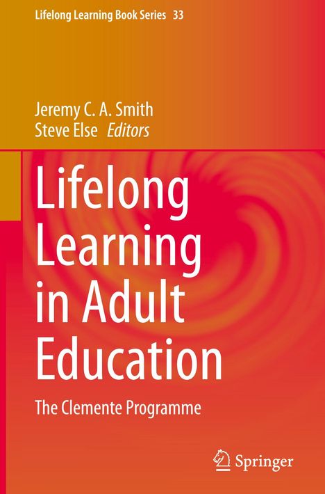 "Lifelong Learning in Adult Education: The Clemente Programme" in weißer Schrift auf orange-rotem Hintergrund. Logo: Springer.