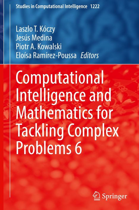 "Computational Intelligence and Mathematics for Tackling Complex Problems 6" in weißem Text auf blauem und rotem Hintergrund.