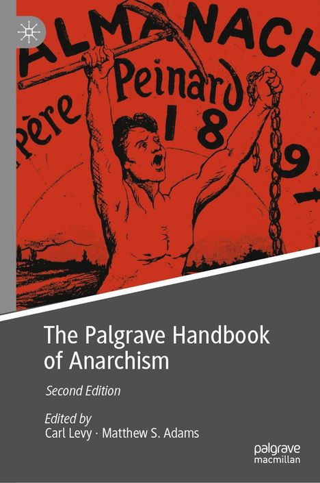 "The Palgrave Handbook of Anarchism, Second Edition" steht auf einem Cover mit einer Illustration eines rufenden Mannes.