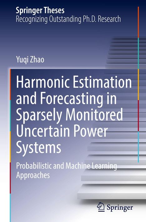 Titel: "Harmonic Estimation...Power Systems". Hintergrund: Treppenstufen. Oben links violetter Verlauf. Logo unten rechts.