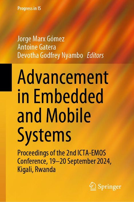 "Advancement in Embedded and Mobile Systems" steht groß. Orange-gelber Hintergrund mit einem kleinen weißen Springer-Logo.