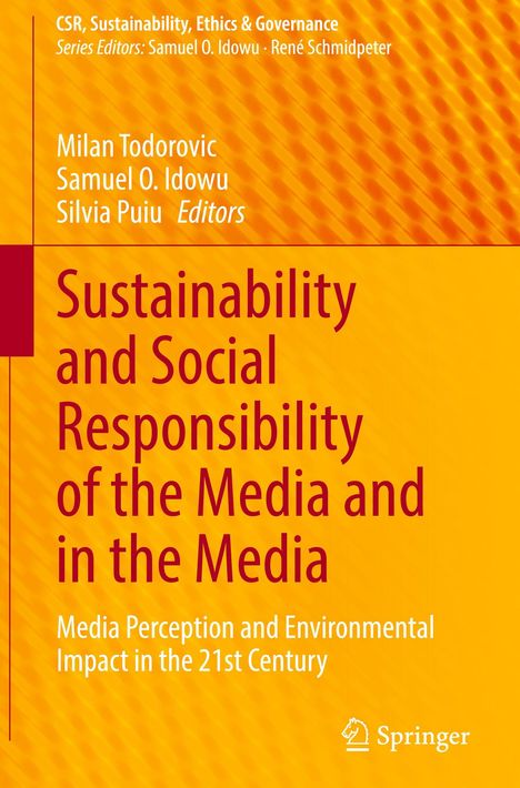 „Sustainability and Social Responsibility of the Media and in the Media“. Orange Hintergrund, Springer-Logo.