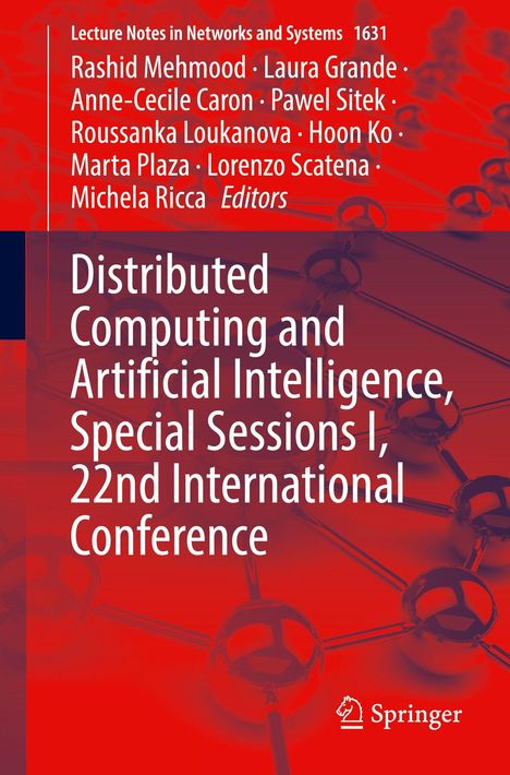 Roter Hintergrund, weiße Schrift: Titel über verteilte KI. Namen der Herausgeber. Logo Springer unten rechts.