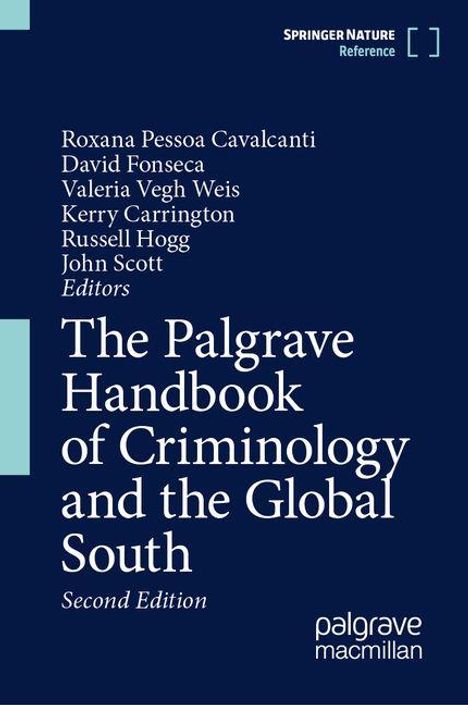 Text: "The Palgrave Handbook of Criminology and the Global South, Second Edition." Dunkelblaues Layout, weißer Text.