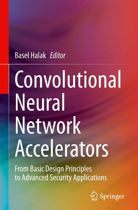 Convolutional Neural Network Accelerators. Bunte Hintergrundverläufe in Rot, Blau und Pink mit dem Springer-Logo.