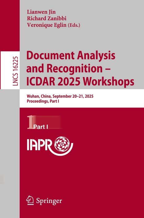 „Document Analysis and Recognition – ICDAR 2025 Workshops“. Graue und rote Bereiche mit Verlagslogo unten.