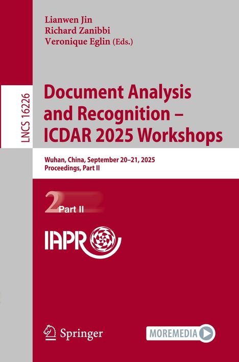 „Document Analysis and Recognition – ICDAR 2025 Workshops“ in rot auf grauem Hintergrund, unten ein weißes Logo auf rot.
