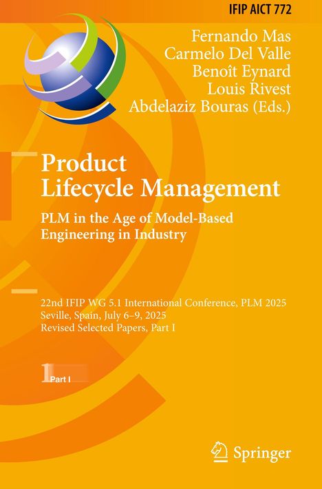 "Product Lifecycle Management: PLM in the Age of Model-Based Engineering in Industry." Gelbes Cover mit einem bunten Logo.