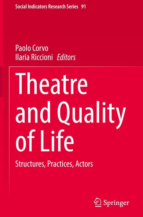 "Social Indicators Research Series 91. Theatre and Quality of Life: Structures, Practices, Actors. Logo von Springer."