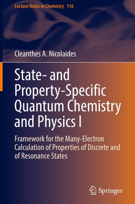 In Weiß steht: "State- and Property-Specific Quantum Chemistry and Physics I" auf einem blauen und orangen Hintergrund.