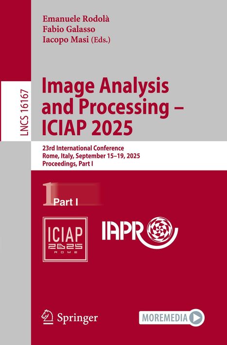 Text: "Image Analysis and Processing – ICIAP 2025". Konferenzdetails in Rom. Logos von ICIAP, IAPR, Springer.