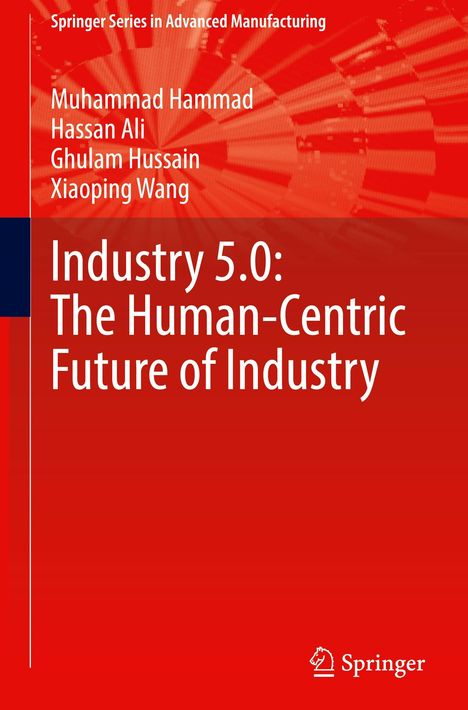 Industry 5.0: The Human-Centric Future of Industry. Rotes Buchcover mit geometrischem Muster.