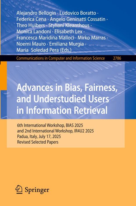 Advances in Bias, Fairness, and Understudied Users in Information Retrieval. Herausgeber: Mehrere Namen. Springer-Logo.