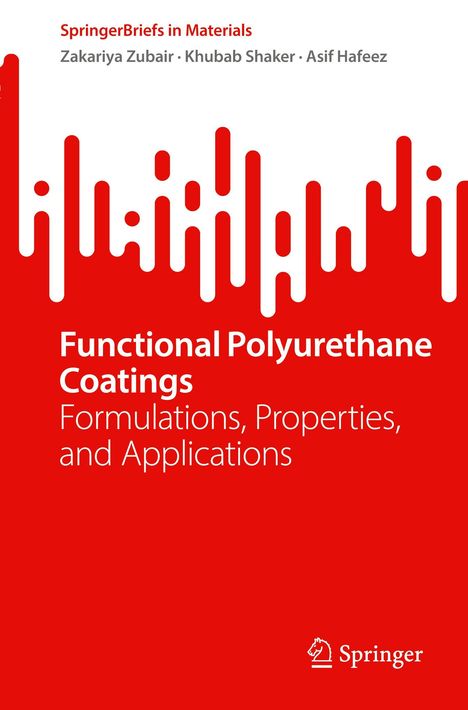 "Functional Polyurethane Coatings: Formulations, Properties, and Applications". Rote und weiße Abstraktion, Springer-Logo.