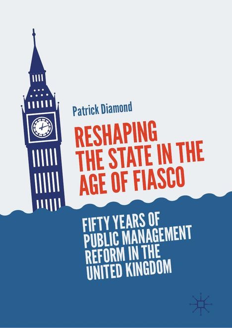 Patrick Diamond: "RESHAPING THE STATE IN THE AGE OF FIASCO". Illustration von Big Ben in Blau und Weißtönen.
