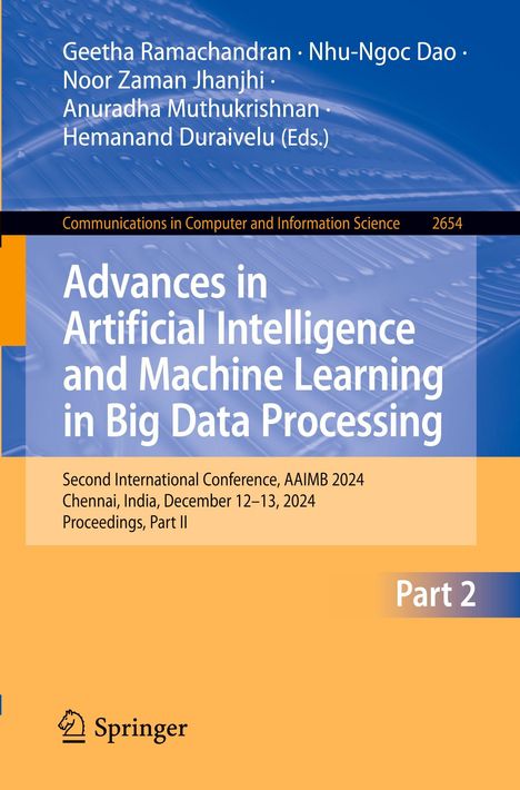 Titel: "Advances in Artificial Intelligence and Machine Learning in Big Data Processing". Konferenzdetails. Springer-Logo.