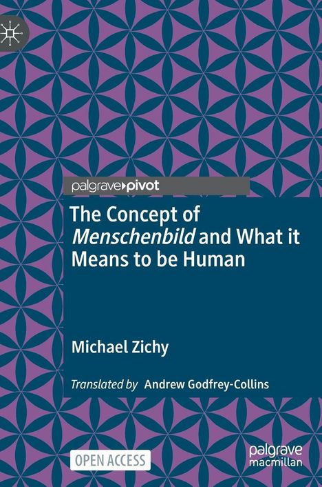"The Concept of Menschenbild and What it Means to be Human" von Michael Zichy. Ein geometrisches Muster als Hintergrund.