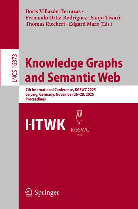 Buchtitel: "Knowledge Graphs and Semantic Web". Konferenz in Leipzig, November 26-28, 2025. Logos von I-HTWK und KGSWC.