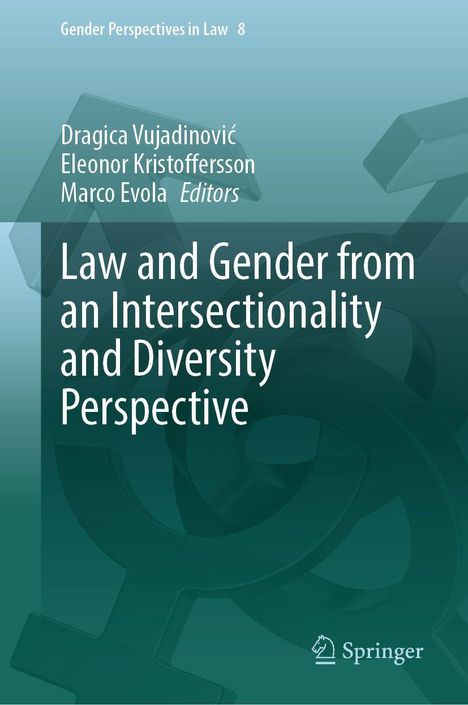 Titel: "Law and Gender from an Intersectionality and Diversity Perspective". Autoren: Dragica Vujadinović u.a. Hintergrund in Grüntönen.