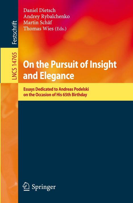 Titel: "On the Pursuit of Insight and Elegance". Orange und dunkelblau mit Springer-Logo.