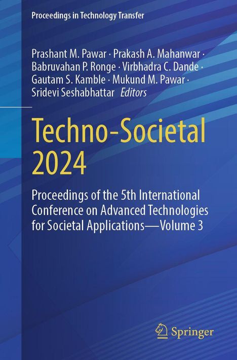 "Techno-Societal 2024", Herausgeber und Konferenzdetails auf blauem Hintergrund mit Springer-Logo.