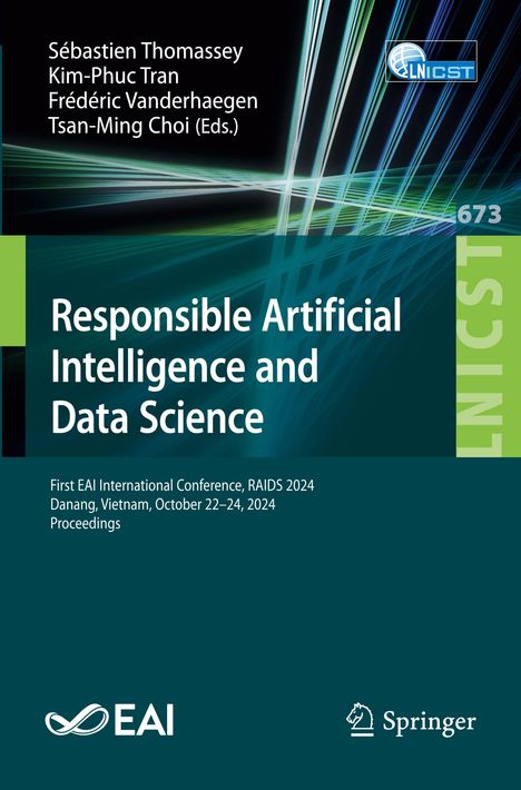 Buchtitel: "Responsible Artificial Intelligence and Data Science", Konferenzdetails für RAIDS 2024, EAI und Springer Logos.