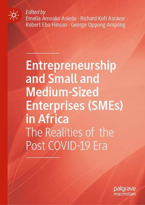 Buchtitel: "Entrepreneurship and Small and Medium-Sized Enterprises (SMEs) in Africa." Hintergrund in Rot-Orange-Tönen.