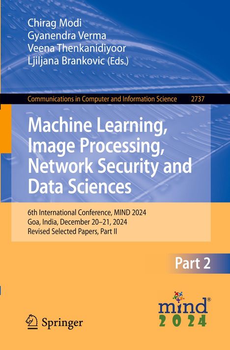 Buchcover mit Text: "Machine Learning, Image Processing, Network Security and Data Sciences". Enthält auch die Logos von Springer und MIND 2024.
