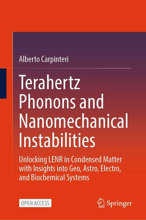 Text: "Alberto Carpinteri - Terahertz Phonons and Nanomechanical Instabilities". Illustration mit orange-rotem Hintergrund.