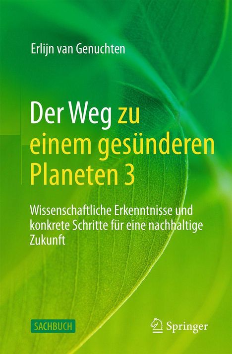 Text: "Der Weg zu einem gesünderen Planeten 3." Grünes Blatthintergrundmuster. Sachbuch, Springer-Logo.